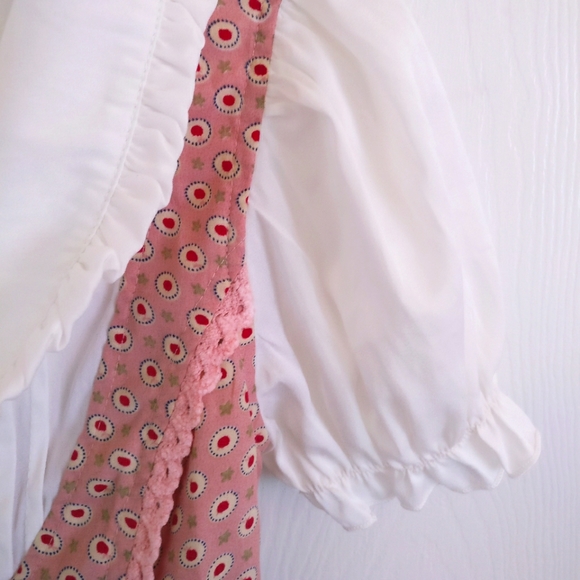 Inset Blouse Lace-Trim Belted Dress Small - Picture 6 of 9